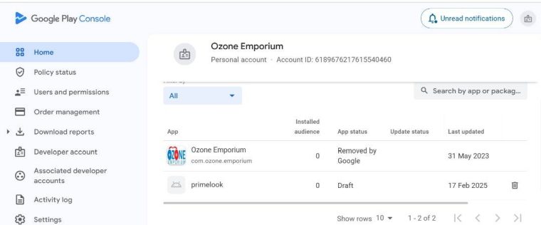 Nigeria Google play console account available
